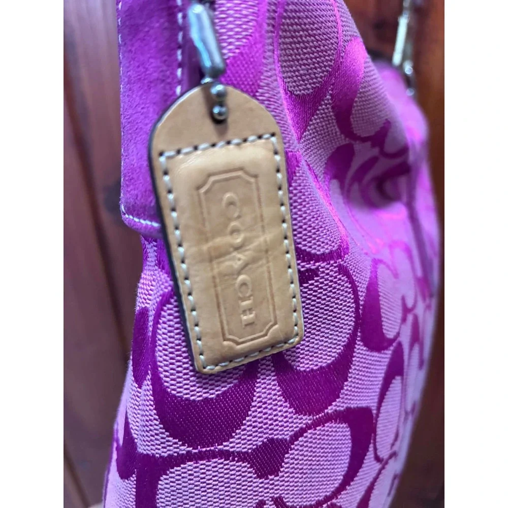 Coach Vintage Hamptons Monogram Clip Hobo Bag Pink 2000/Y2K Era